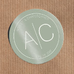 Modern Minimalist Sage Green Wedding Classic Round Sticker<br><div class="desc">Minimalist wedding round favor sticker designed to coordinate with our "modern minimalist photo" wedding stationery collection. Features crisp, clean minimalist typography with bold, oversized accents, each piece creates a striking yet understated aesthetic. Simple, clean, crisp composition available in a curated selection of contemporary background colors. Mix-and-match colors with other stationery...</div>