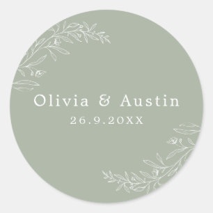 Modern Minimalist Sage Green Wedding Envelope Seal