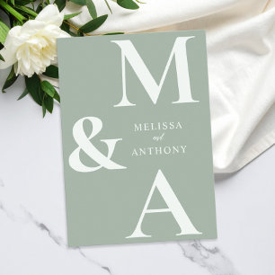 Modern Minimalist Sage Green Wedding Invitation