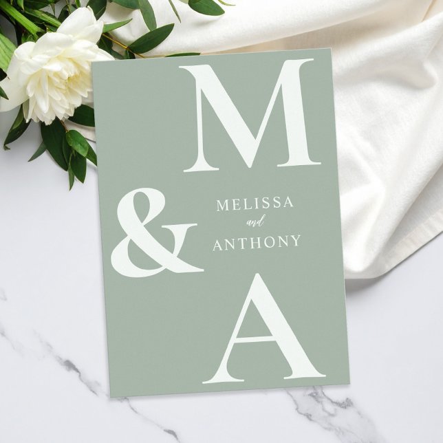 Modern Minimalist Sage Green Wedding Invitation (Creator Uploaded)