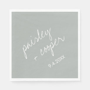 Modern Minimalist Sage Green Wedding Napkins