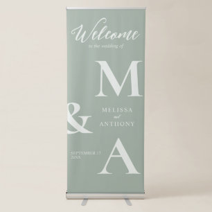 Modern Minimalist Sage Green Wedding Retractable Banner