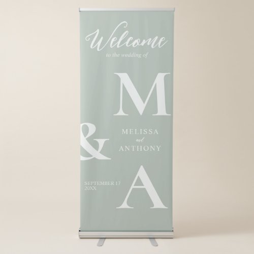 Modern Minimalist Sage Green Wedding Retractable Banner