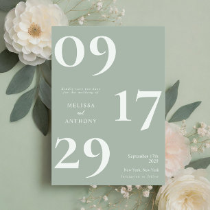 Modern Minimalist Sage Green Wedding Save The Date