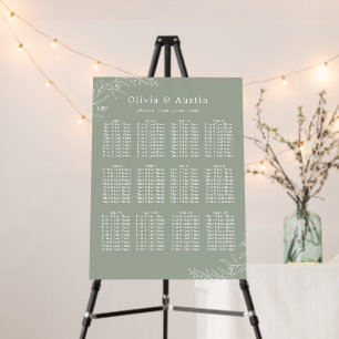 Modern Minimalist Sage Green Wedding Seating Chart Foam Board