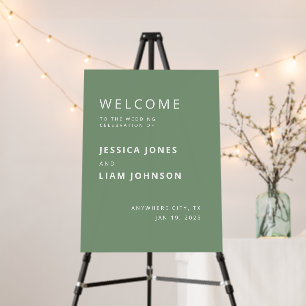 Modern Minimalist Sage Green Wedding Welcome Sign