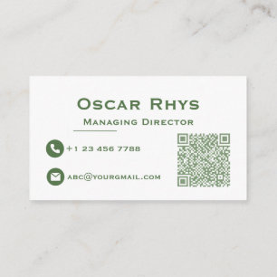 Modern Minimalist Sage Green & White Business Card