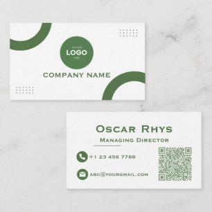 Modern Minimalist Sage Green & White Business Card