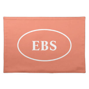 Modern Minimalist Salmon Customizable Monogram Cloth Placemat