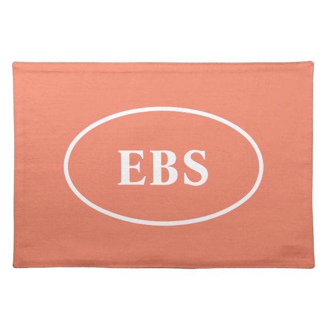 Modern Minimalist Salmon Customizable Monogram Cloth Placemat (Front)