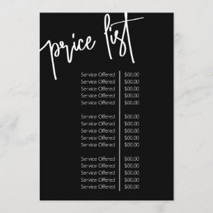 Modern Minimalist Salon Logo Price List Service Menu