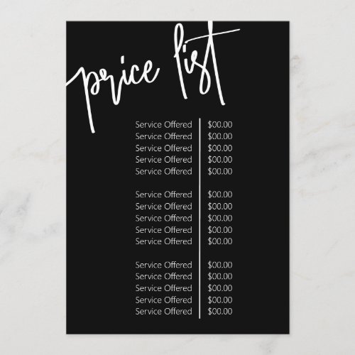 Modern Minimalist Salon Logo Price List Service Menu