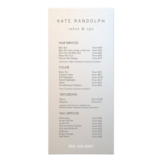 Modern Minimalist Salon Price List Service Menu