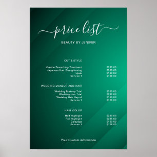 Modern Minimalist Salon Price List Sign for Beauty