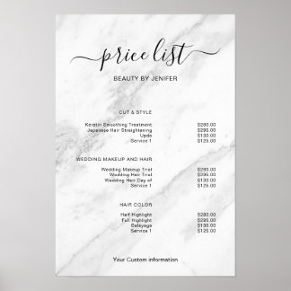 Modern Minimalist Salon Price List Sign for Beauty