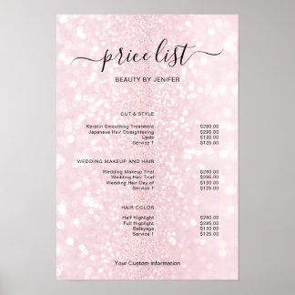 Modern Minimalist Salon Price List Sign for Beauty