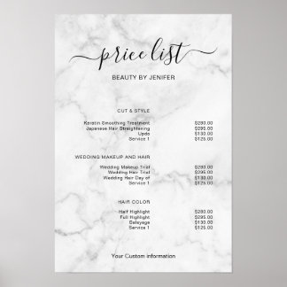 Modern Minimalist Salon Price List Sign for Beauty