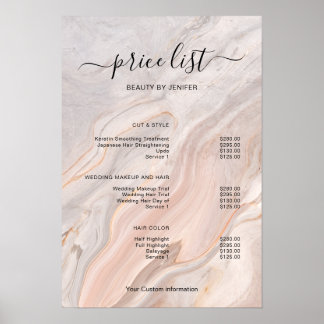 Modern Minimalist Salon Price List Sign for Beauty