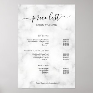 Modern Minimalist Salon Price List Sign for Beauty