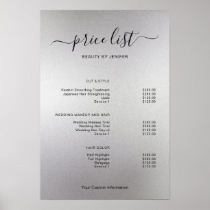 Modern Minimalist Salon Price List Sign for Beauty