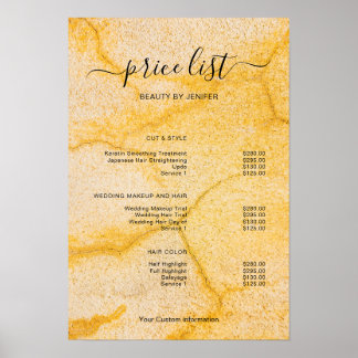 Modern Minimalist Salon Price List Sign for Beauty