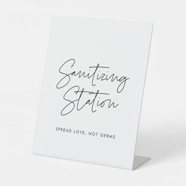 Modern minimalist Sanitizing station wedding sign (Front)