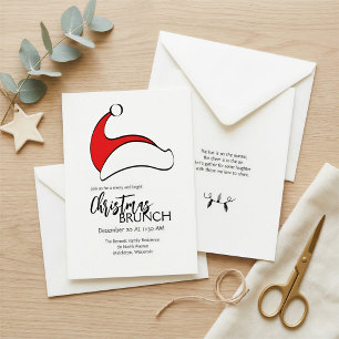 Modern Minimalist Santa Hat Christmas Brunch Invitation
