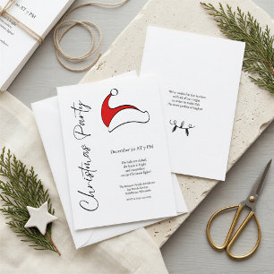 Modern Minimalist Santa Hat Christmas Party Invitation