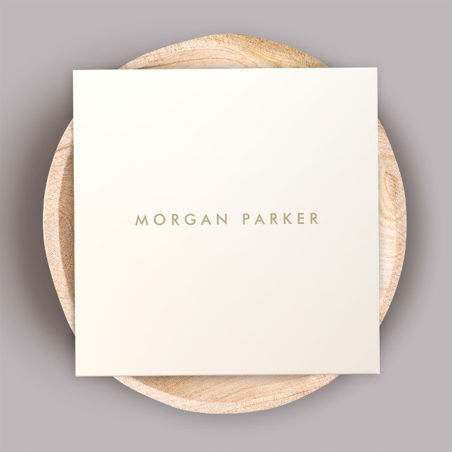 Modern Minimalist Satin Ivory White Square Business Card (Creator Uploaded)