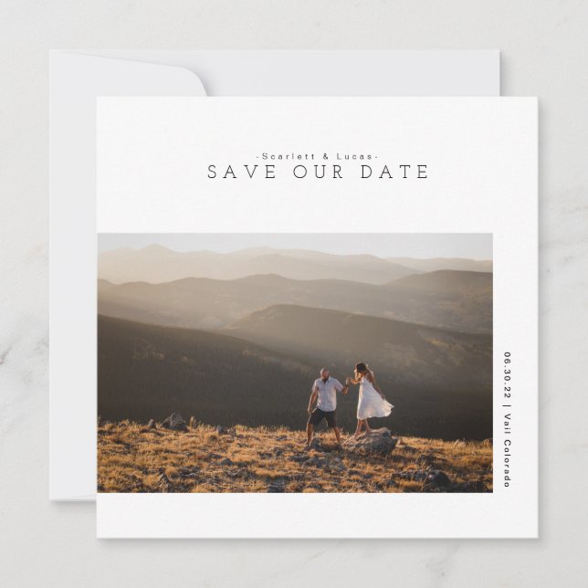Modern Minimalist | Save Our Date Photo Card (Front)