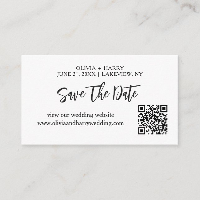 Modern Minimalist Save The Date Card | QR Code  (Front)