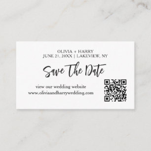 Modern Minimalist Save The Date Card QR Code