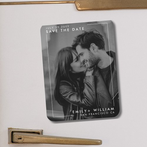 Modern Minimalist Save The Date Photo  Magnet