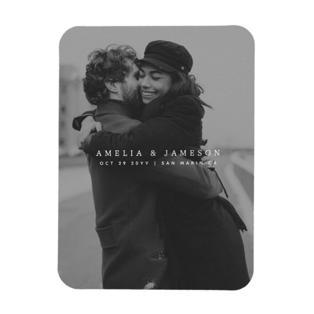 Modern Minimalist Save The Date Photo Magnet (Vertical)
