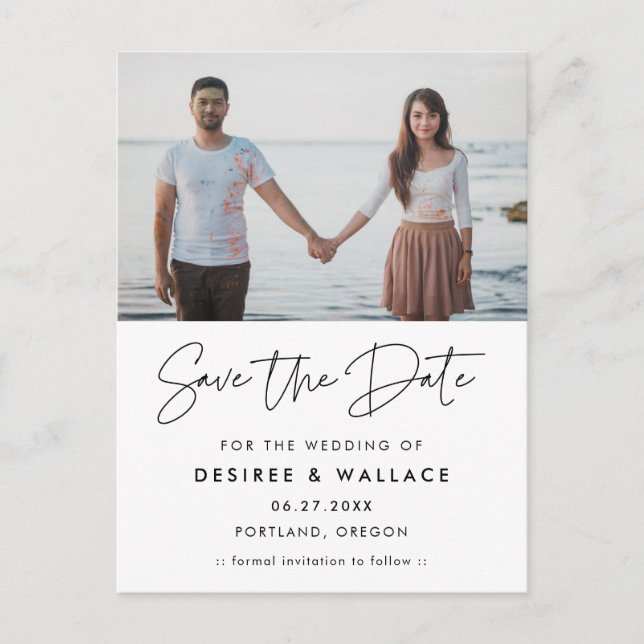 Modern minimalist Save the date photo Postcard (Front)