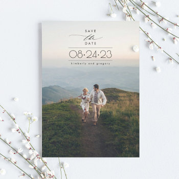 Modern Minimalist Save The Date Vertical Photo by lovelywow at Zazzle