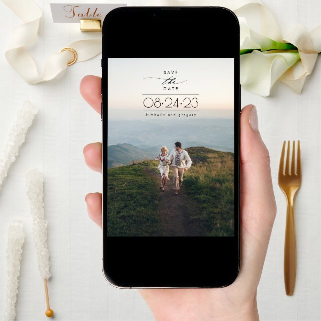 Modern Minimalist Save the Date Vertical Photo (Front Digital)