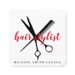 Modern Minimalist Scissors Branding Hair Stylist Square Business Card