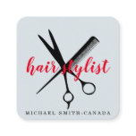 Modern Minimalist Scissors Branding Hair Stylist Square Business Card
