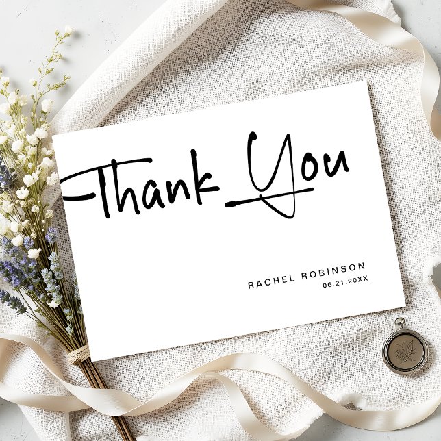 Modern Minimalist Script Adult Birthday Party Thank You Card (Creator Uploaded)