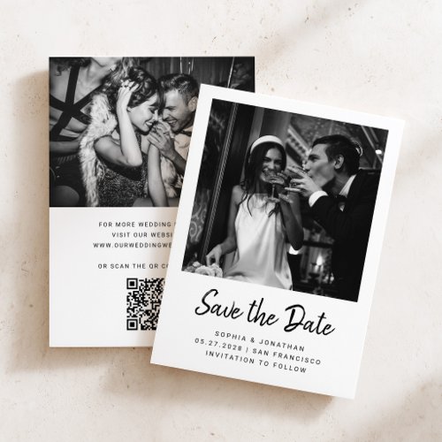 Modern Minimalist Script and Two Photos | Wedding Save The Date