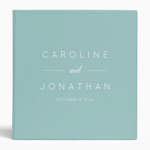 Modern Minimalist Script Aqua Custom Wedding 3 Ring Binder