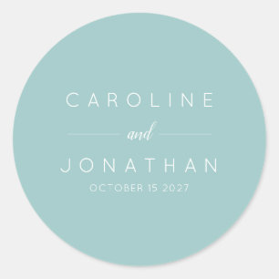Modern Minimalist Script Aqua Custom Wedding Classic Round Sticker