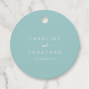 Modern Minimalist Script Aqua Custom Wedding Favor Tags