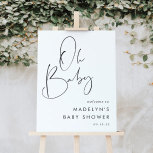 Modern Minimalist Script Baby Shower Welcome Sign