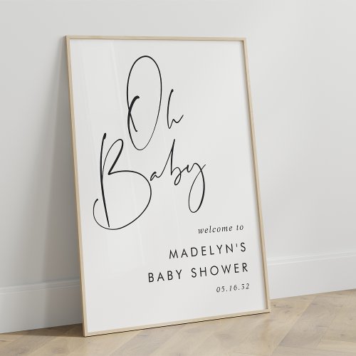 Modern Minimalist Script Baby Shower Welcome Sign