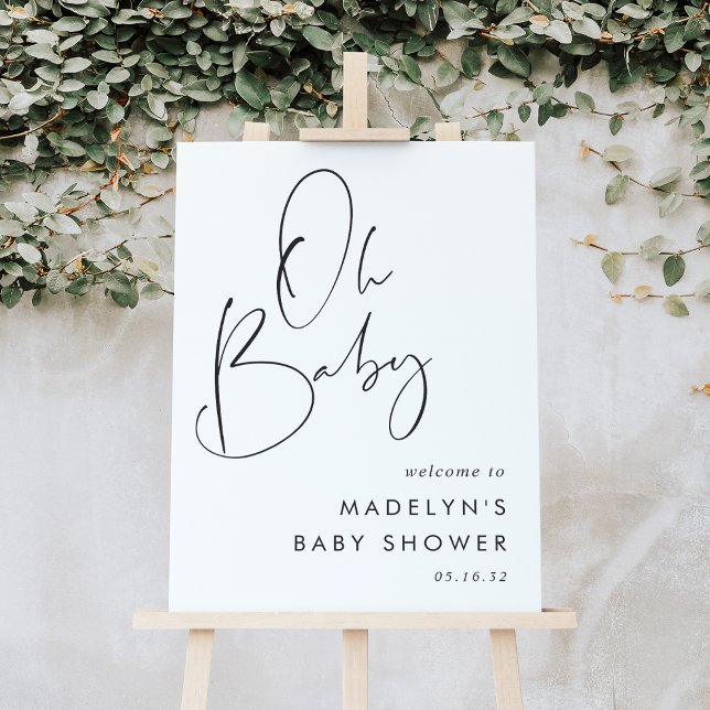 Modern Minimalist Script Baby Shower Welcome Sign (Creator Uploaded)