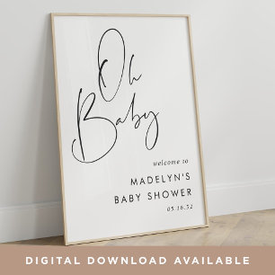 Modern Minimalist Script Baby Shower Welcome Sign