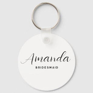 Modern Minimalist Script Bachelorette Bridesmaid Keychain