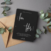 Modern minimalist script black and white wedding invitation